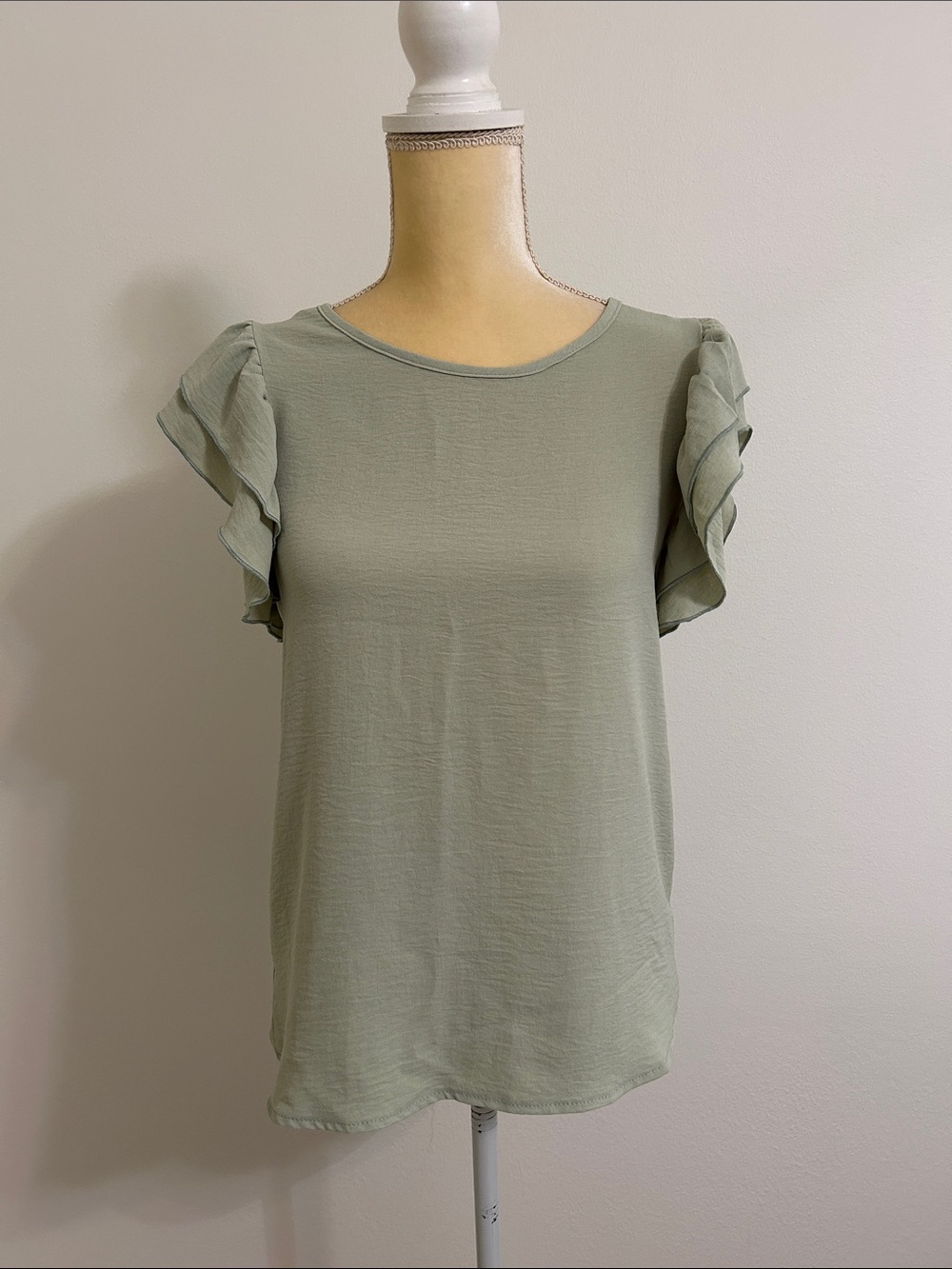 SHEIN Sage Ruffle Sleeve Blouse